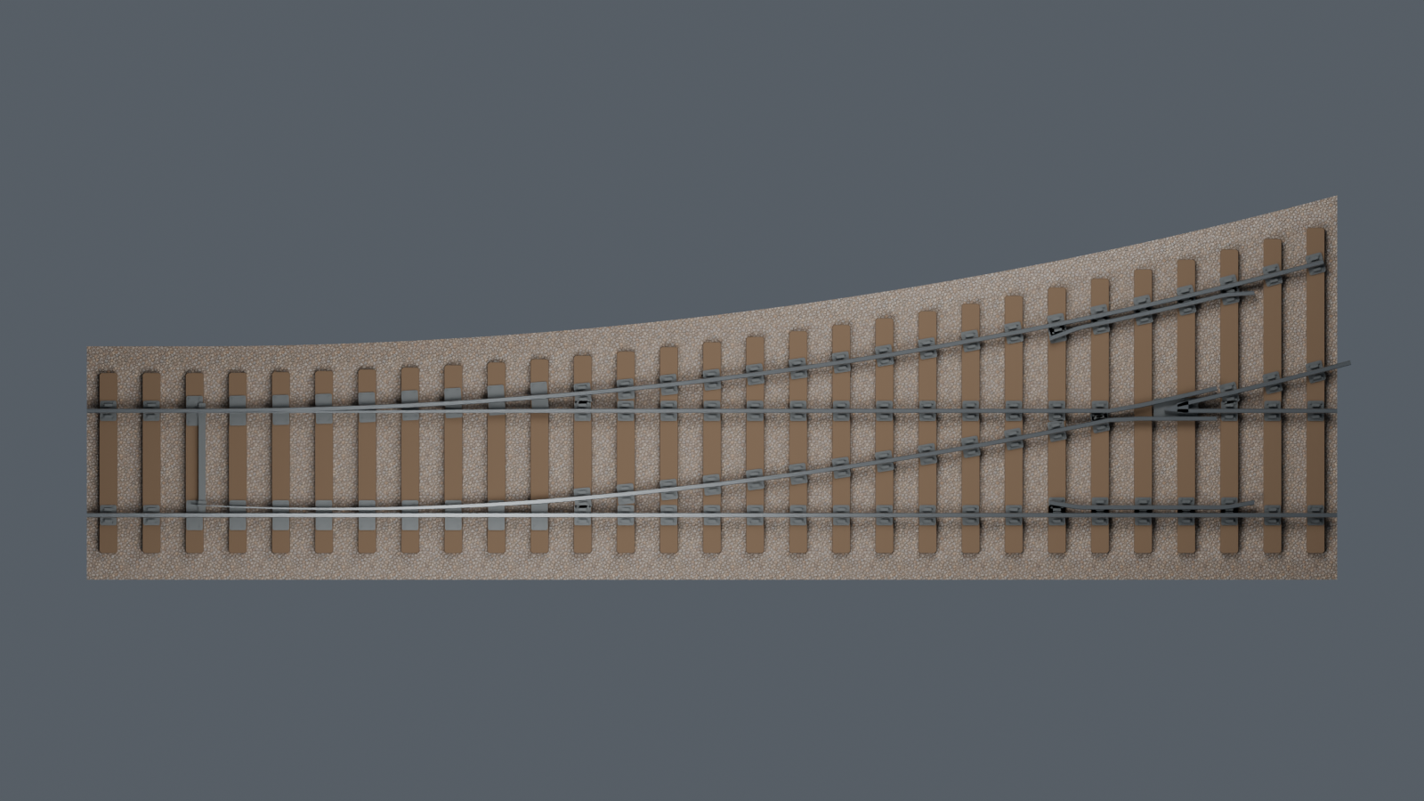 Top-down production review of Shunt's turnout track geometry.